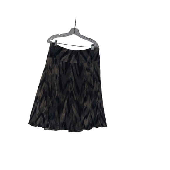 Coldwater Creek Gray Black Print Flare Polyester Lining Skirt L/14 - Picture 2 of 6